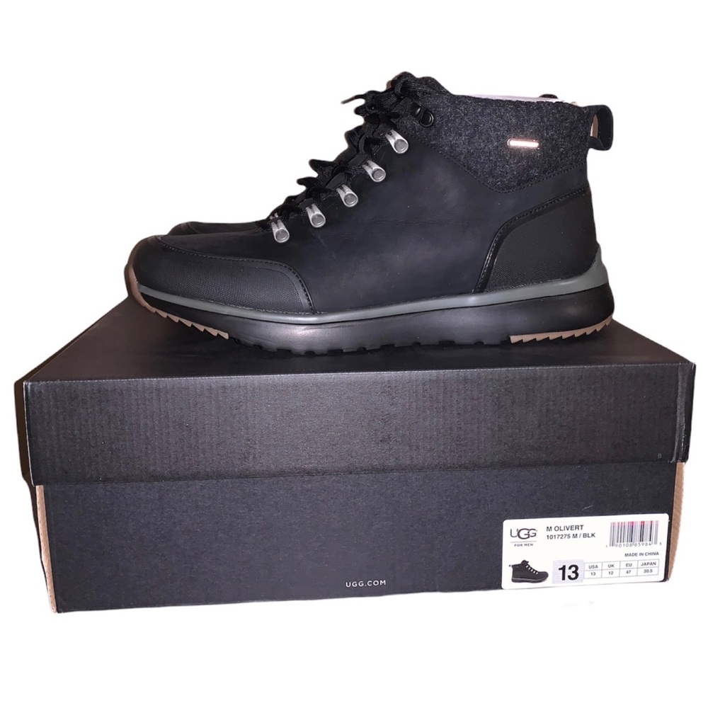 UGG Olivert 101725 Leather Waterproof Winter Boots and Laces Black size 13